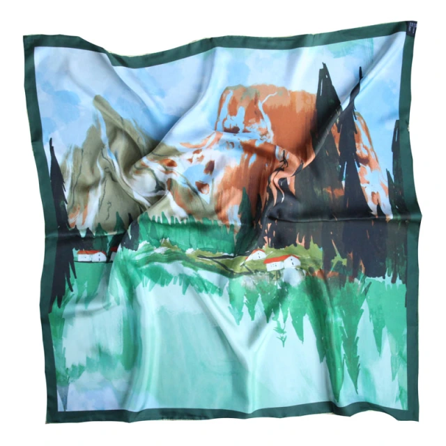 Square 16 MM 90cm  twill silk Duplex Prints  hand Rolled Edges  Scarf