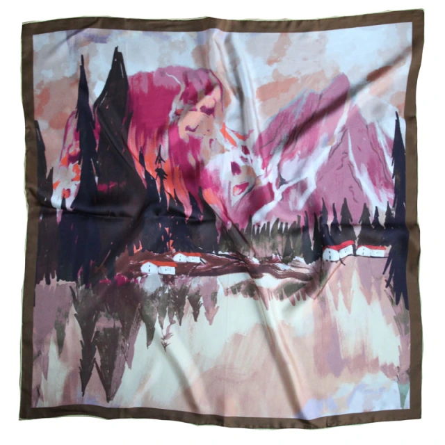 Square 16 MM 90cm  twill silk Duplex Prints  hand Rolled Edges  Scarf