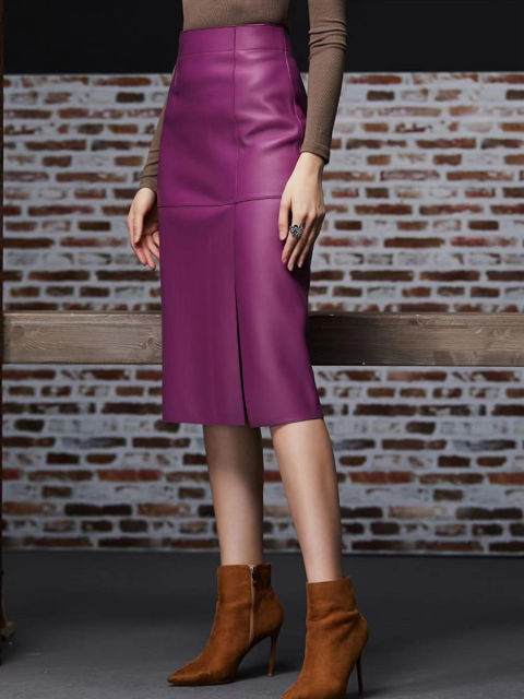 High-end Luxury Lambskin Leather Skirt