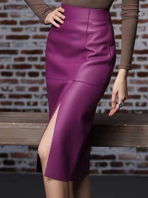 High-end Luxury Lambskin Leather Skirt
