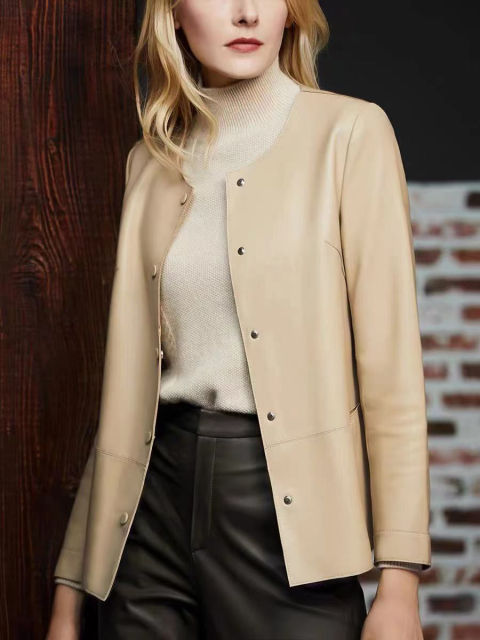 Elegant Women Sheepskin Leather Jacket