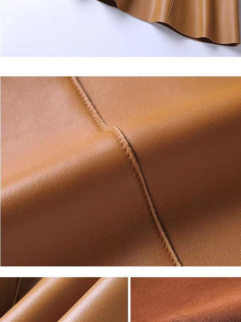 Brown Leather Skirt  Elegant Retro High-quality