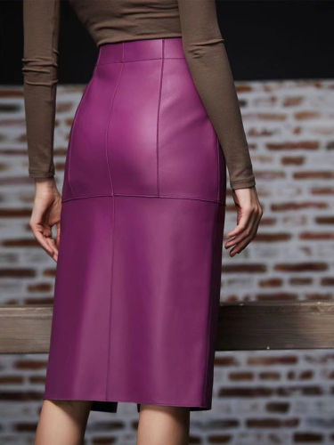 High-end Luxury Lambskin Leather Skirt