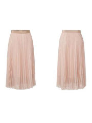 Pleated Midi A-line Skirt