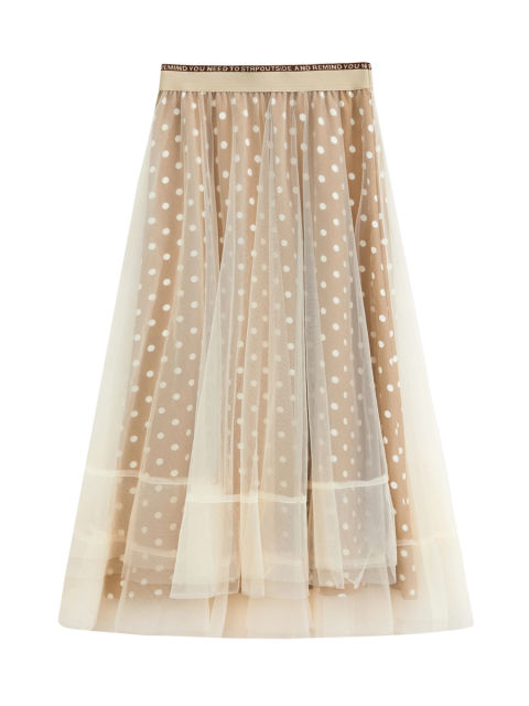 Spotty Elastic High Waist Tulle Skirt