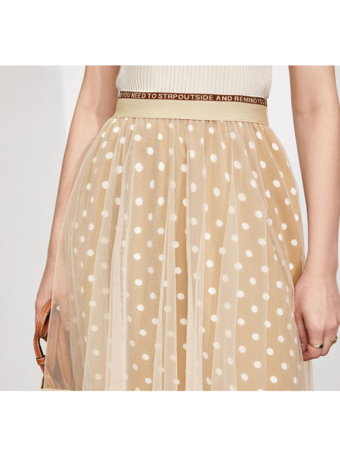 Spotty Elastic High Waist Tulle Skirt