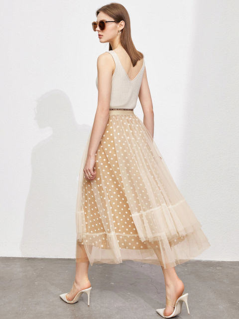 Spotty Elastic High Waist Tulle Skirt