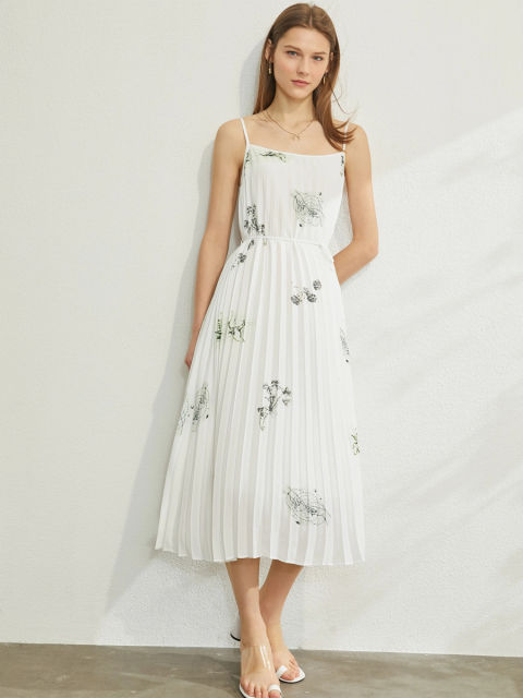 Chiffon Pleated Midi Dress