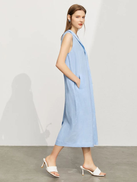 Sleeveless V-neck Linen Dress