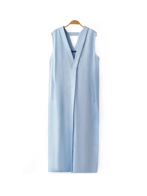 Sleeveless V-neck Linen Dress