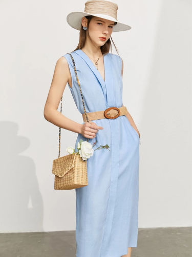 Sleeveless V-neck Linen Dress