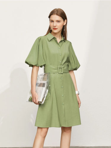 Puff Sleeve Shirt Dress