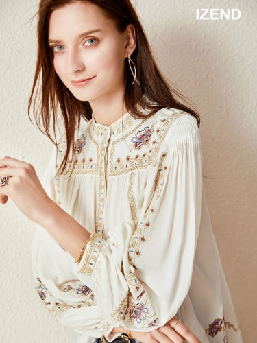 Double Side Embroidery Silk Shirt fashion dress cheap luxury discount dinner dress clothes