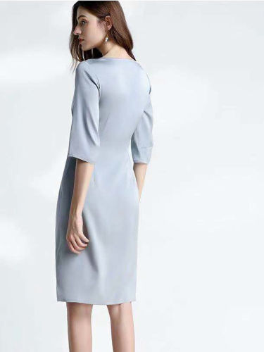 Waist Line Silk Slim Dress