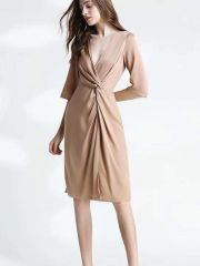 Silk Wrap Dress Three Quarters Sleeve Summer Dress