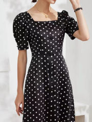 Puff Sleeve Dot Dress