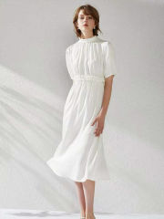 Classic Retro Style White Silk Dress