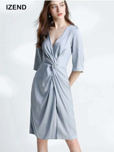 Waist Line Silk Slim Dress