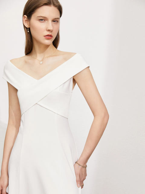 Formal Midi Prom Dress in White