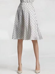 Dot A-lined Silk Skirt