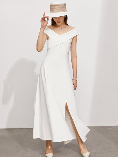 Formal Midi Prom Dress in White