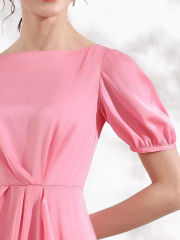 Silk Pinky Ruffle Retro Dress