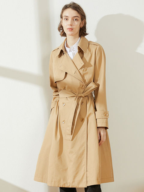 Mid-length Double-breasted Casual Trench Coat