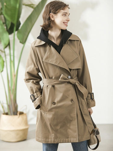 Mid-length Double-breasted Cotton Trench Coat