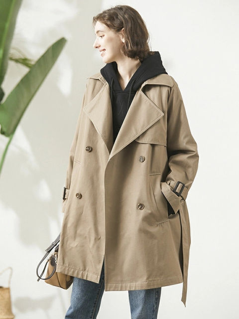 Mid-length Double-breasted Cotton Trench Coat