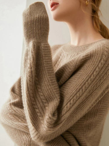 Crew Neck Loose Sweater Twist Knit