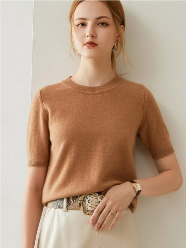Crew Neck Short Sleeve Sweater Pullover Bottoming Shirt