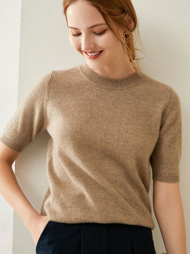 Crew Neck Short Sleeve Sweater Pullover Bottoming Shirt