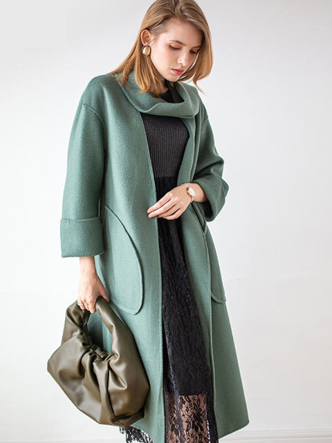 Double Sided Knee Length Wool Coat