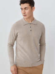 Men's 100% Pure Cashmere Polo Pullover Sweater