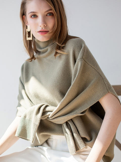 Loose High Collar Cashmere Sweater