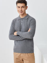 Men's 100% Pure Cashmere Polo Pullover Sweater