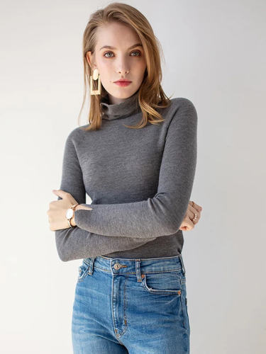 Pile Collar Bottomed Thin Sweater