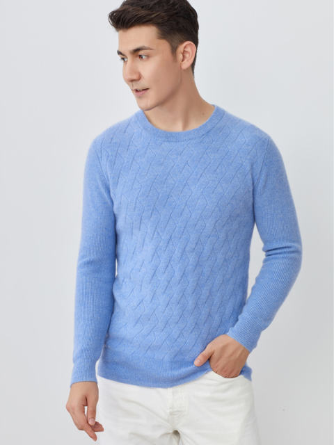 Solid Color Round Neck Men's Pullover Sweater