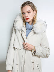 Warm Fur Raccoon Dog Fur Collar Parka