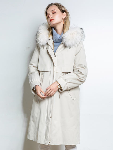 Warm Fur Raccoon Dog Fur Collar Parka