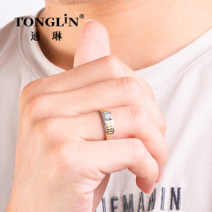 Hot Sale Mens Silver Fashion Rings With Partial Golden