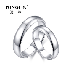 High Polished Classic Pure Silver Rings For Couples