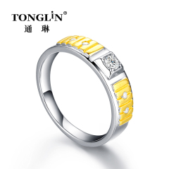 Hot Sale Mens Silver Fashion Rings With Partial Golden
