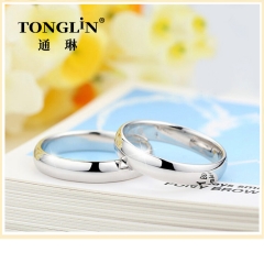 High Polished Classic Pure Silver Rings For Couples