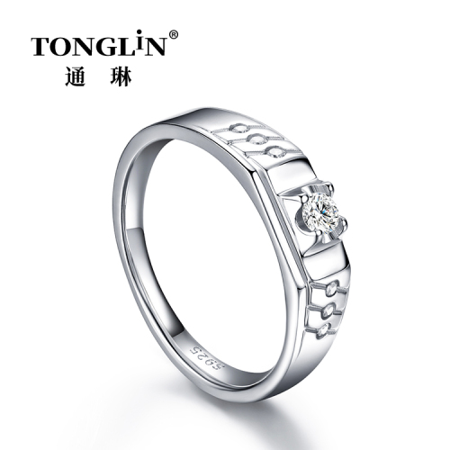 Anneaux de mariage en argent sterling pour mens avec zircone cubique