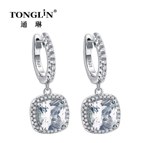 Stylish Silver cz Hoop And Drop Earrings For Women