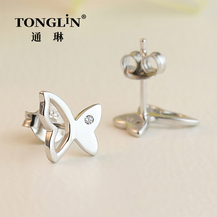 925 Sterling Silver Hollow Butterfly Stud Earrings Women