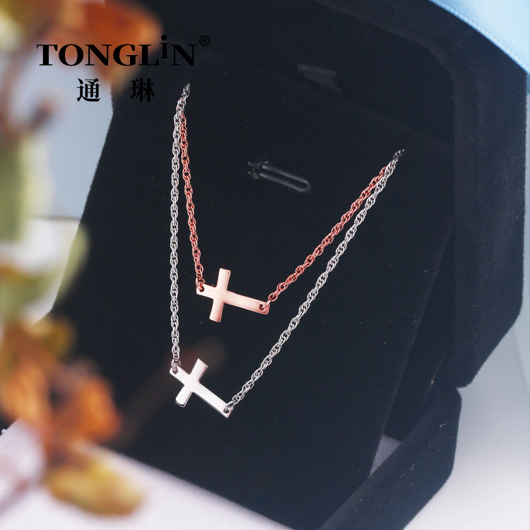 Personalised Sterling Silver Sideways Cross Pendant Necklace