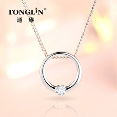 Sterling Silver Circle Pendant Necklace For Women