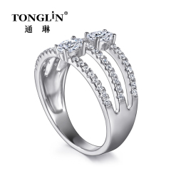 Multi-row Split Shank Silver Engagement Rings Ladies